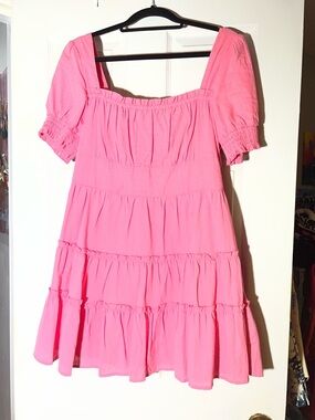 Altar'd State Women’s Pink Puff Sleeve Dress